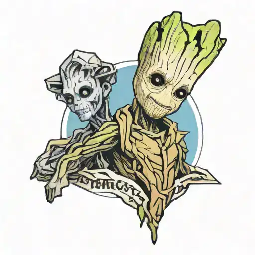 tatouage je souhaite le personnega de baby groot du gardien de la galaxy qui a des cheveux en forme de mont blanc  tattoo design idea