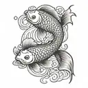 yin and yang koi fish swimming tattoo design idea