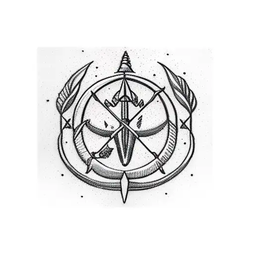 Sagittarius symbol with plants tattoo design idea
