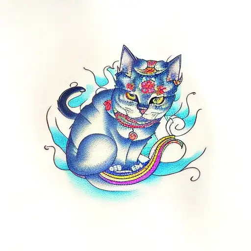 lowrider cat tattoo design idea