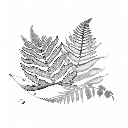 kiwi fern, oak leaf, mountains, sea stars tattoo design idea