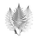 kiwi fern, oak leaf, mountains, sea tattoo design idea
