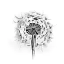 A Dandelion with a long stem, the flower part has a circle behind it, and there's a teardrop somewhere on the tattoo tattoo design idea