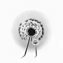 A Dandelion with a long stem, the flower part has a circle behind it, and there's a teardrop somewhere on the tattoo tattoo design idea