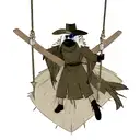 Plague Doctor with Feathered Cloak, swinging an axe tattoo design idea