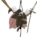 Plague Doctor with Feathered Cloak, swinging an axe tattoo design idea