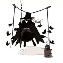 Plague Doctor with Feathered Cloak, swinging an axe tattoo design idea