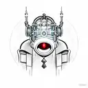 Big Daddy (Bouncer) from Bioshock with glowing red eyes tattoo design idea