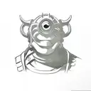 Big Daddy (Bouncer) from Bioshock with glowing red eyes tattoo design idea