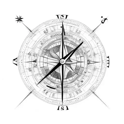 world map, compass and clock tattoo design idea