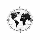 world map, compass and clock tattoo design idea