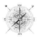 world map, compass and clock tattoo design idea