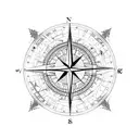 world map, compass and clock tattoo design idea
