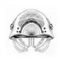 Army helmet with a dark and twisted design tattoo design idea