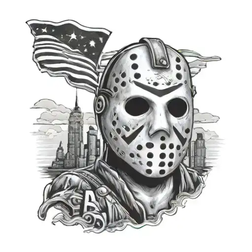 new york with jason voorhees mask tattoo design idea