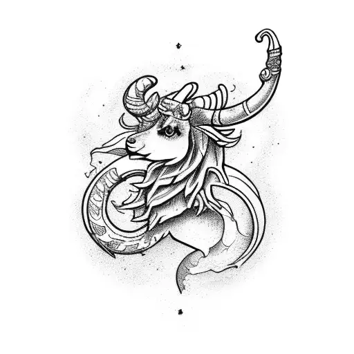 capricorn marriage water tattoo design idea