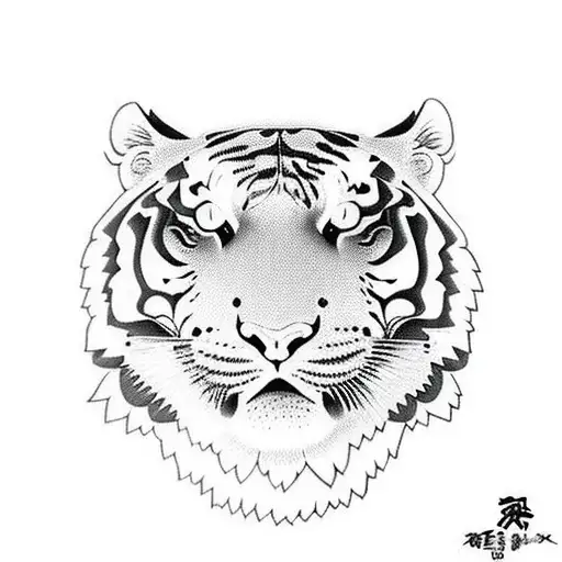 tiger face with heart tattoo design idea