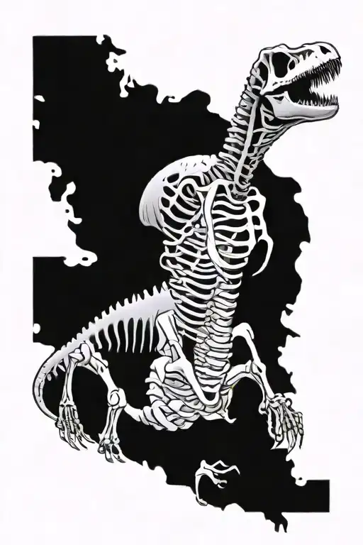 Dinosaur skeleton tattoo design idea
