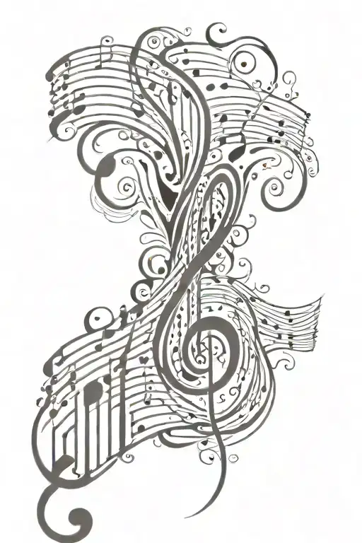 music tribal tattoo design combining elements piano keys & music notes for arm  tattoo design idea