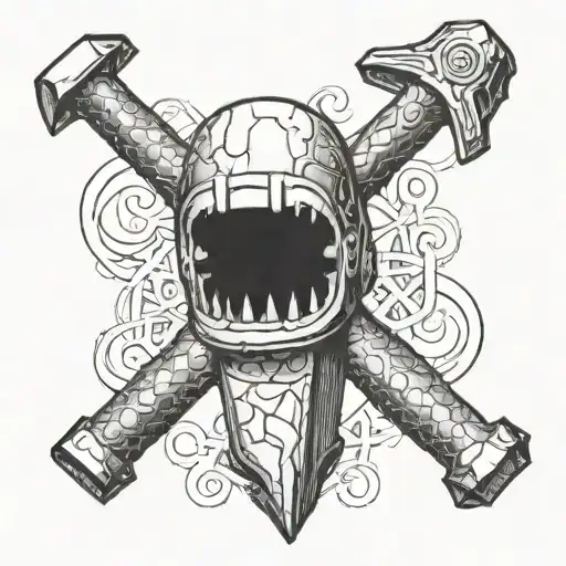 cyclops hammer and anvil forge hanmering tattoo design idea