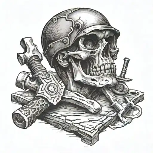cyclops hammer and anvil forge hanmering tattoo design idea