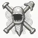 cyclops hammer and anvil forge hanmering tattoo design idea