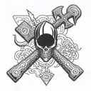 cyclops hammer and anvil forge hanmering tattoo design idea