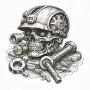 cyclops hammer and anvil forge hanmering tattoo design idea