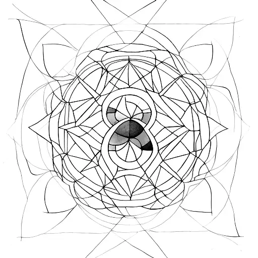 An abstract tattoo representing the connection between the soul, heart, and mind through geometric patterns tattoo design idea