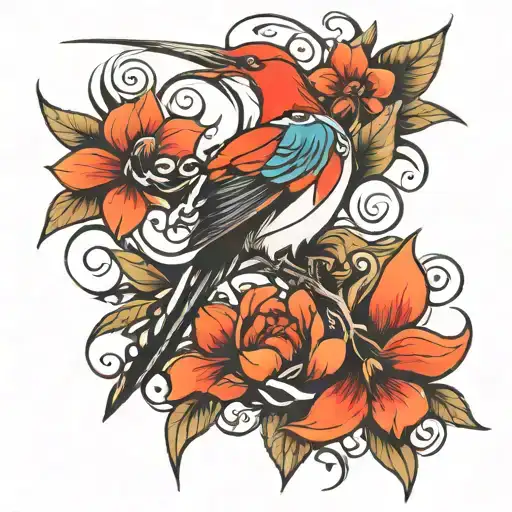 scissor tail bird tattoo design idea
