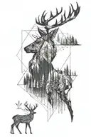 forest and deer standing tattoo design idea