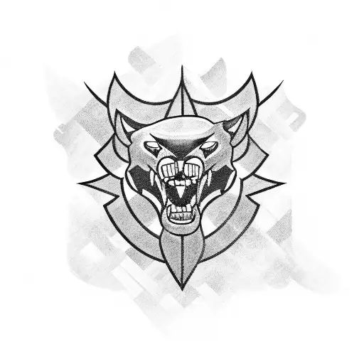 Checkered flag with a roaring motorcycle tattoo design idea