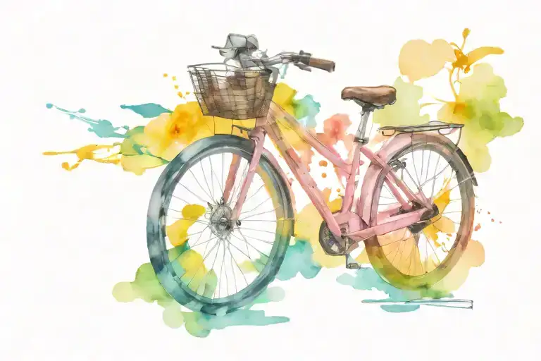 Women's electric trekking bike tattoo design idea