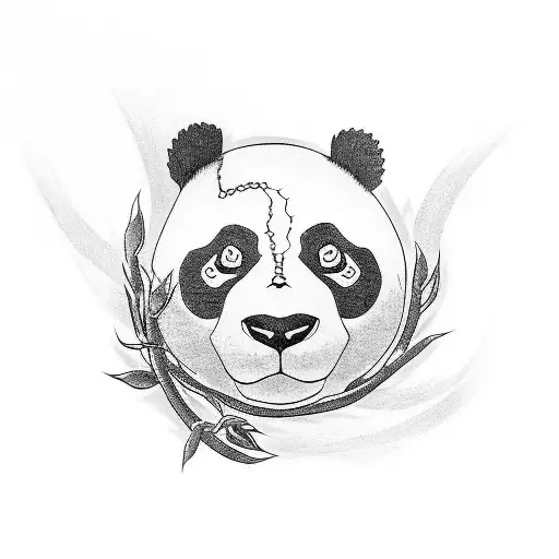 an anime character half panda half anaconda tattoo design idea