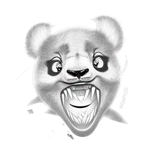 an anime character half panda half anaconda tattoo design idea