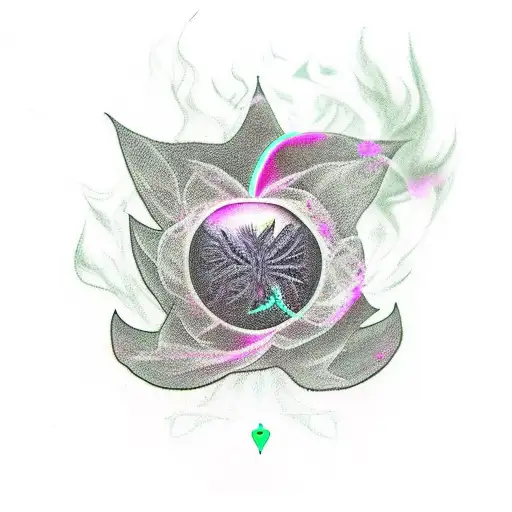 black tattoo - aura with love, weed, smoke  and lady gaga tattoo design idea