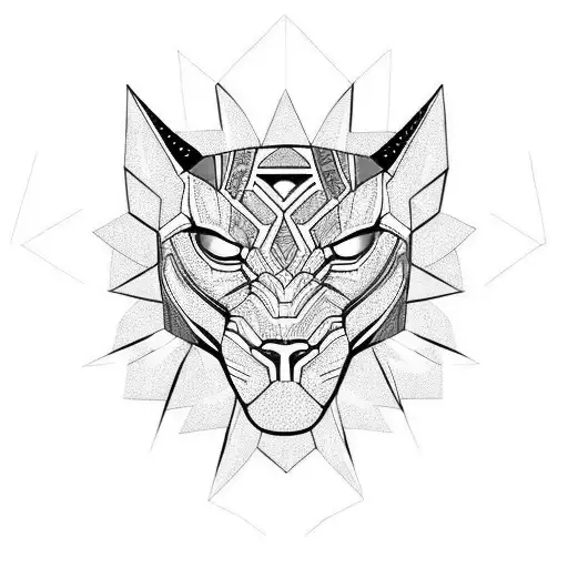 black panther animal with purple eyes tattoo design idea