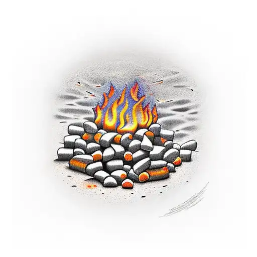 Bonfire with Bricks around, 106a, Jölle tattoo design idea