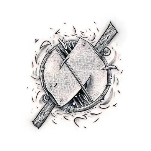 Bonfire pit, the word "Jölle", the number "106a" tattoo design idea