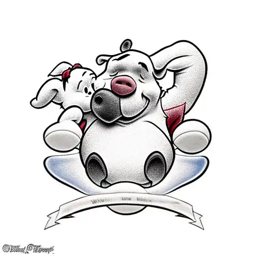 Winnie the Pooh and piglet carrying a Hershey bar  tattoo design idea