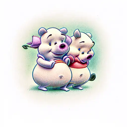 Pooh and piglet carrying a chocolate bar  tattoo design idea
