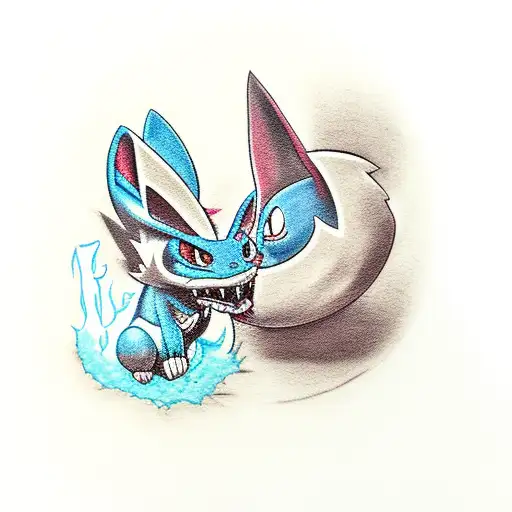 gengar vs lucario tattoo design idea
