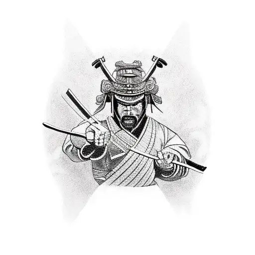samurai fighting without his weapons tattoo design idea