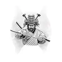 samurai fighting without his weapons tattoo design idea