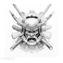 samurai fighting without his weapons tattoo design idea