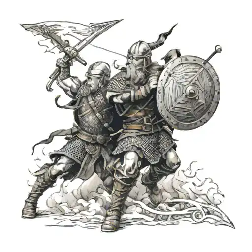 viking battle tattoo design idea