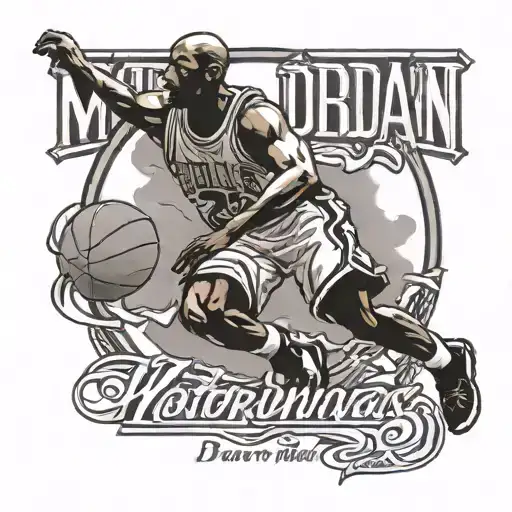 michael jordan logo and motivational quote written tattoo design idea