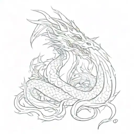 "Promise me that we will meet again. My heart can't let you go yet. Don't be shaken. I'll remember." Dragon tattoo design idea