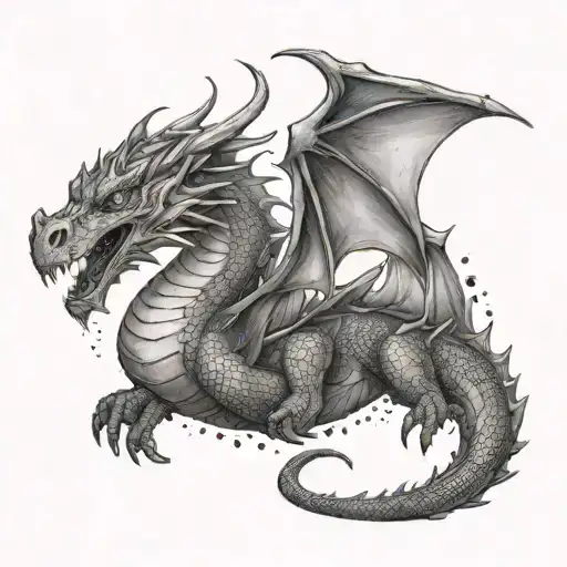 "Promise me that we will meet again. My heart can't let you go yet. Don't be shaken. I'll remember." Dragon tattoo design idea