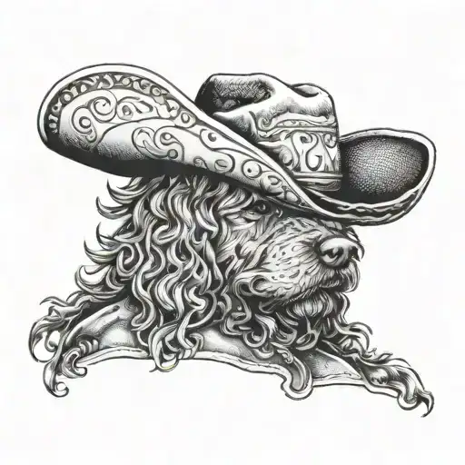 cockapoo cowboy hat tattoo design idea